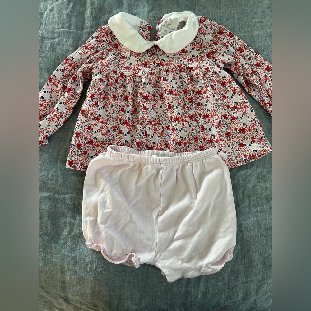 Proper peony, long sleeve set, 18 mo